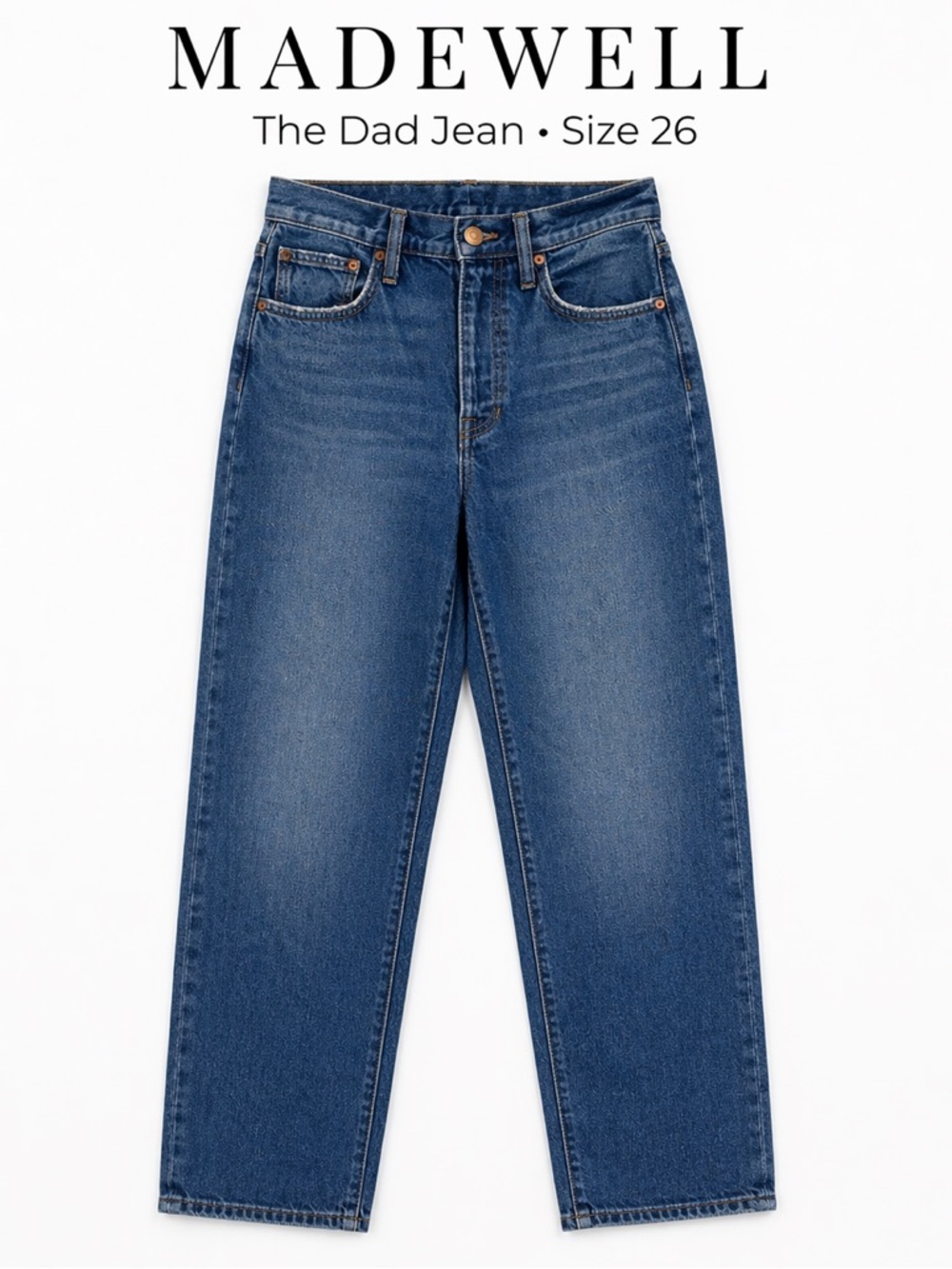 Madewell The Dad Jean Size 26 High Rise Straight Leg Vintage Wash Denim Jeans - Picture 2 of 8